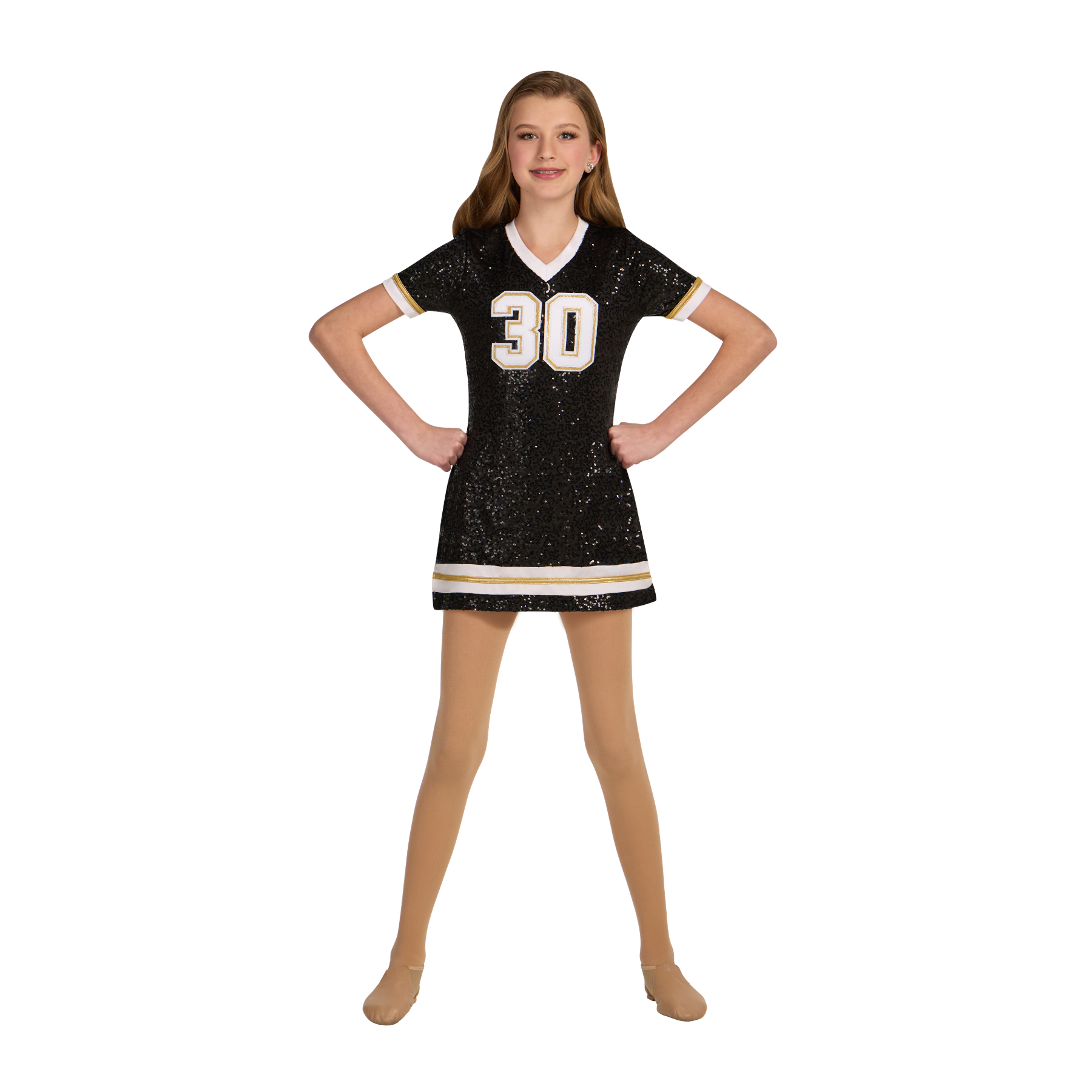 blue dress for baby girl Touchdown Black Sequin Football Dress – Shop the Mint main image 1