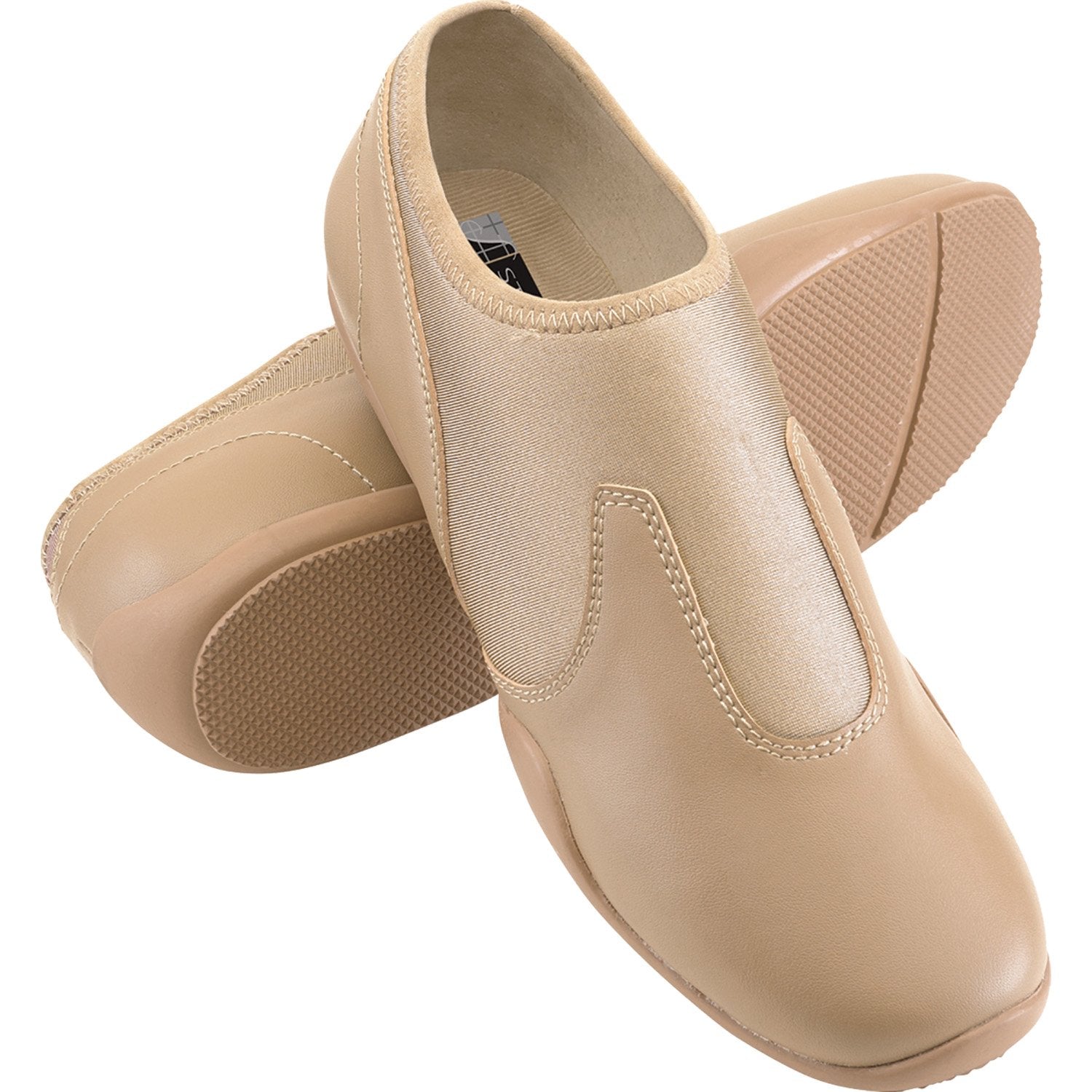 New Relevé Platinum marching shoe in nude synthetic upper, featuring low-profile oxford styling, padded collar, cushioned insole, and sleek rubber outsole for performance
