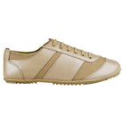 Prowler marching shoe in black/nude leather-like upper with athletic lace-up styling, padded collar, and textured rubber outsole featuring pivot point for precision drill movements.