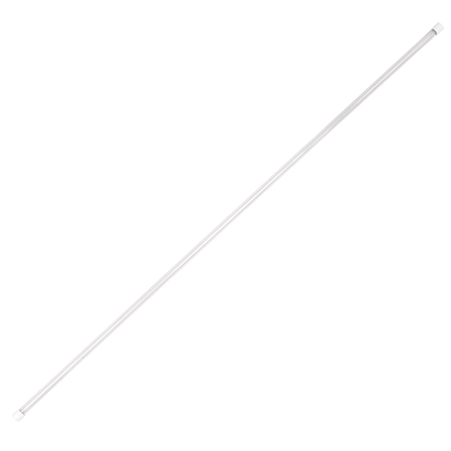 Clear Illusion Pole — 1″ diameter one-piece Lexan polycarbonate staff with smooth surface and white end caps, featuring integrated Velcro strip for flag attachment.
