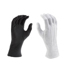 Model wearing StylePlus Long‑Wrist Sure‑Grip gloves, showing snug fit over fingers and extended wrist, enhanced palm grip, and elastic stretch Back of hand in StylePlus Long‑Wrist glove, highlighting smooth nylon knit across knuckles and long‑wrist cuff for conductor or equipment use.