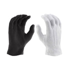 Back-of-hand view of StylePlus Sure-Grip glove highlighting smooth polyester knit across knuckles, full-finger coverage, and comfortable stretch fitClose-up of StylePlus Sure-Grip glove palm showing silicone grip dots covering fingers and palm with elastic-bound wrist cuff