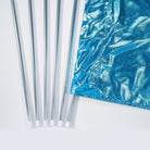 Close-up of ultra-light pole’s smooth rounded silver end cap fitted securely on anodized aluminum shaft—highlighting clean finish and safe pole terminus