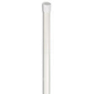 Close-up of a single white fiberglass pole with a smooth black rubber end cap—showing capped ends that protect fabric and secure fit for flag mounting