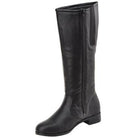 Side view of black Gotham Dallas Team Boot showing inside zipper, elastic stretch panel, and neat stitching along calf-high shaft.